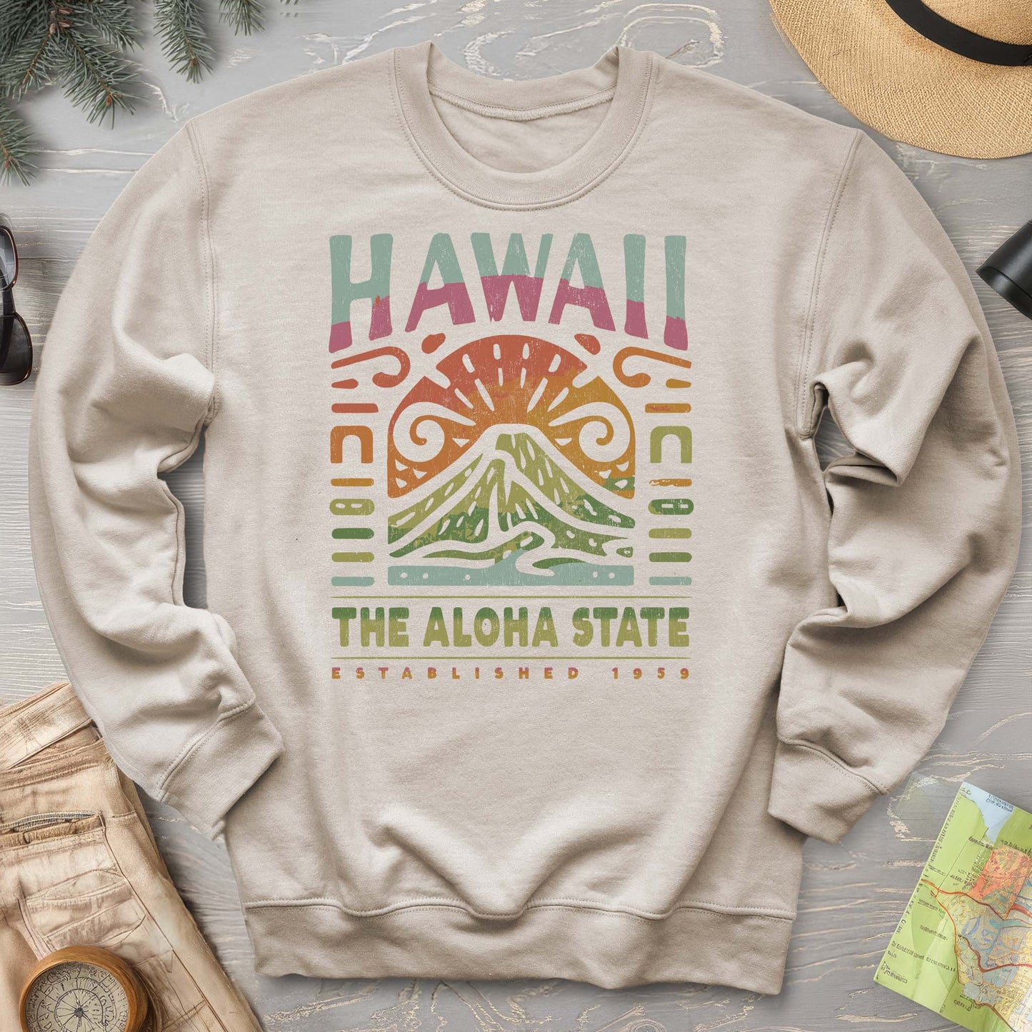 Hawaii The Aloha State "Volcano Tatoo" Sweatshirt