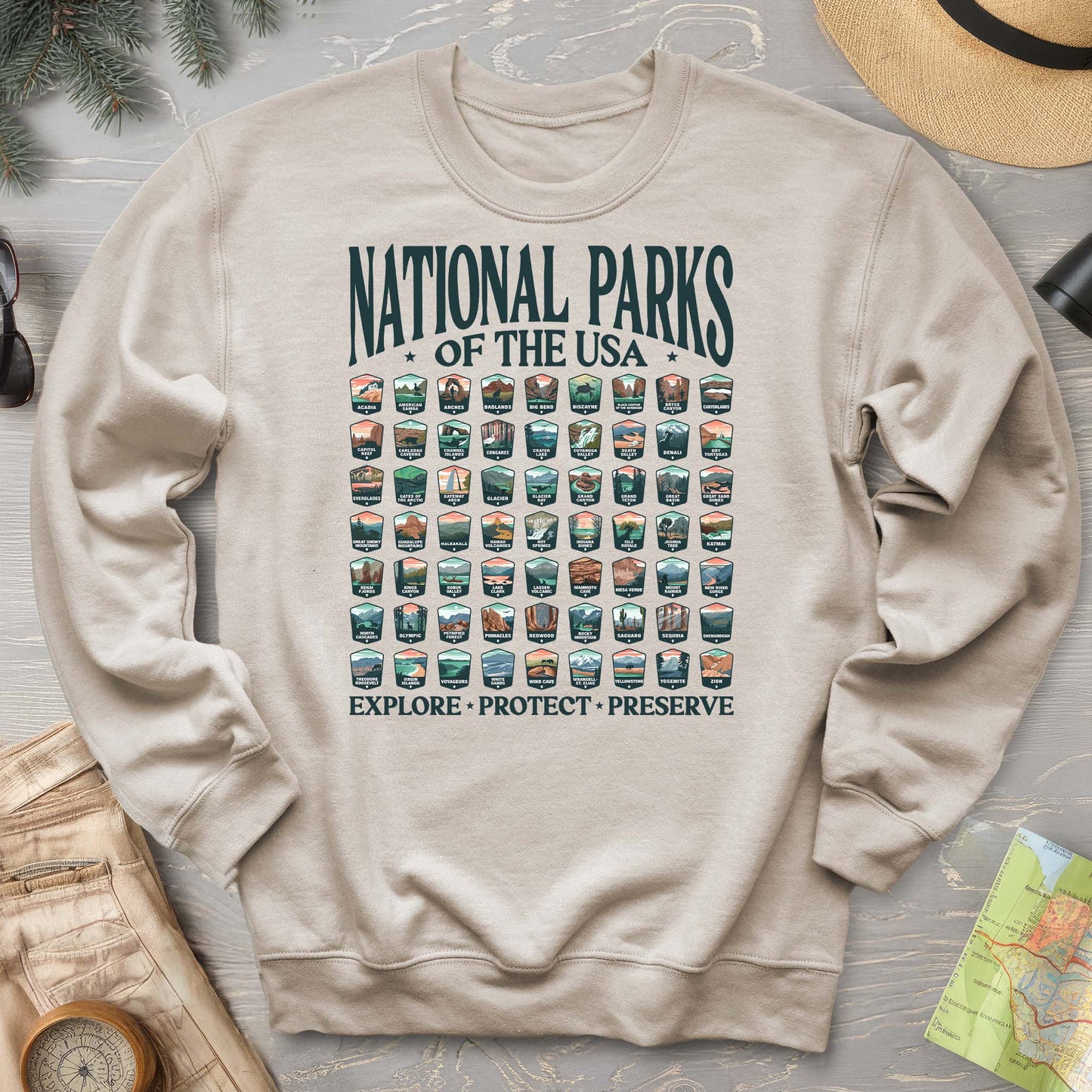 National Parks of the USA 63 Badges "Big and Bold" Sweatshirt