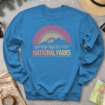 National Parks Word Art "Vintage Sunset" Sweatshirt