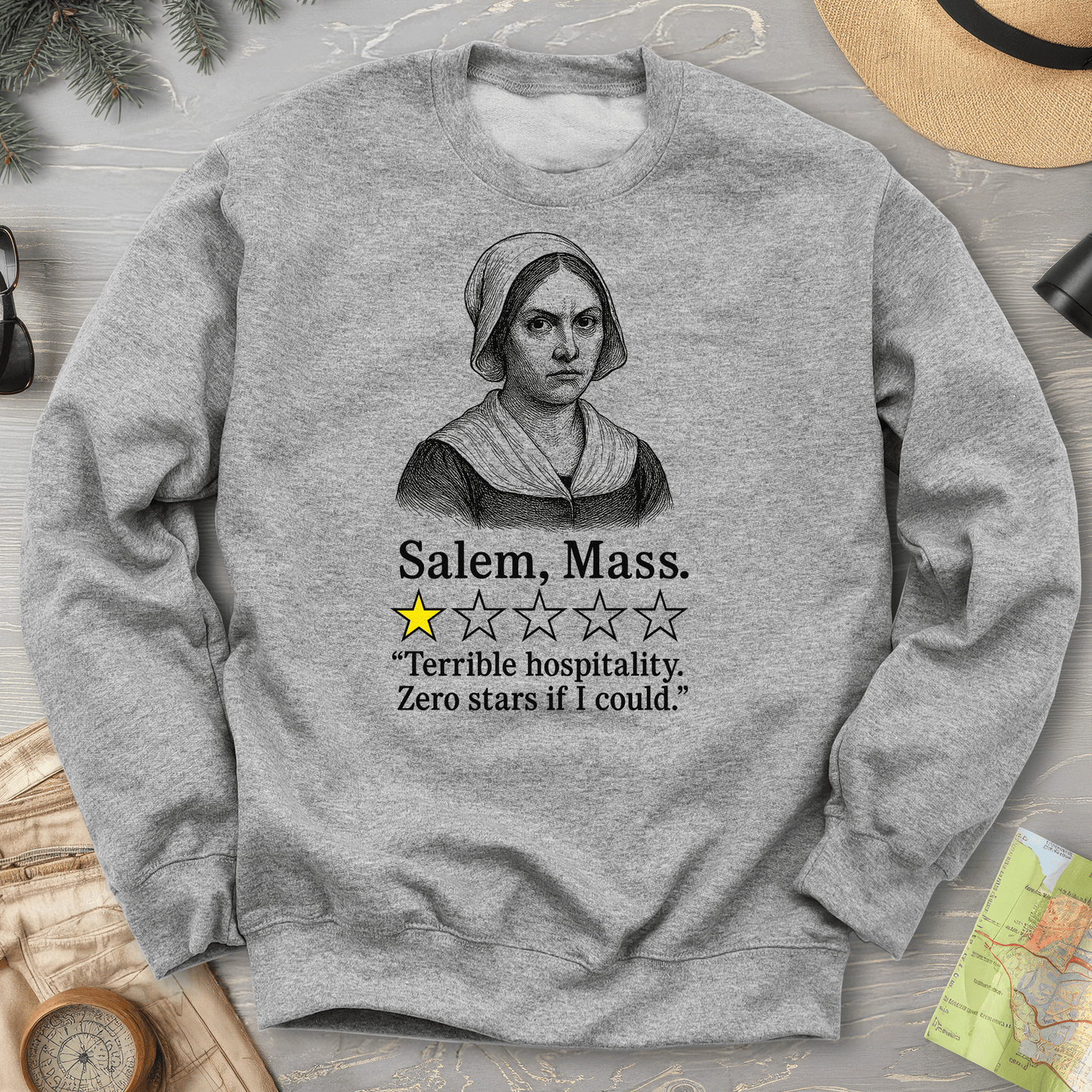 Salem Massachusetts "1 Star Review" Sweatshirt