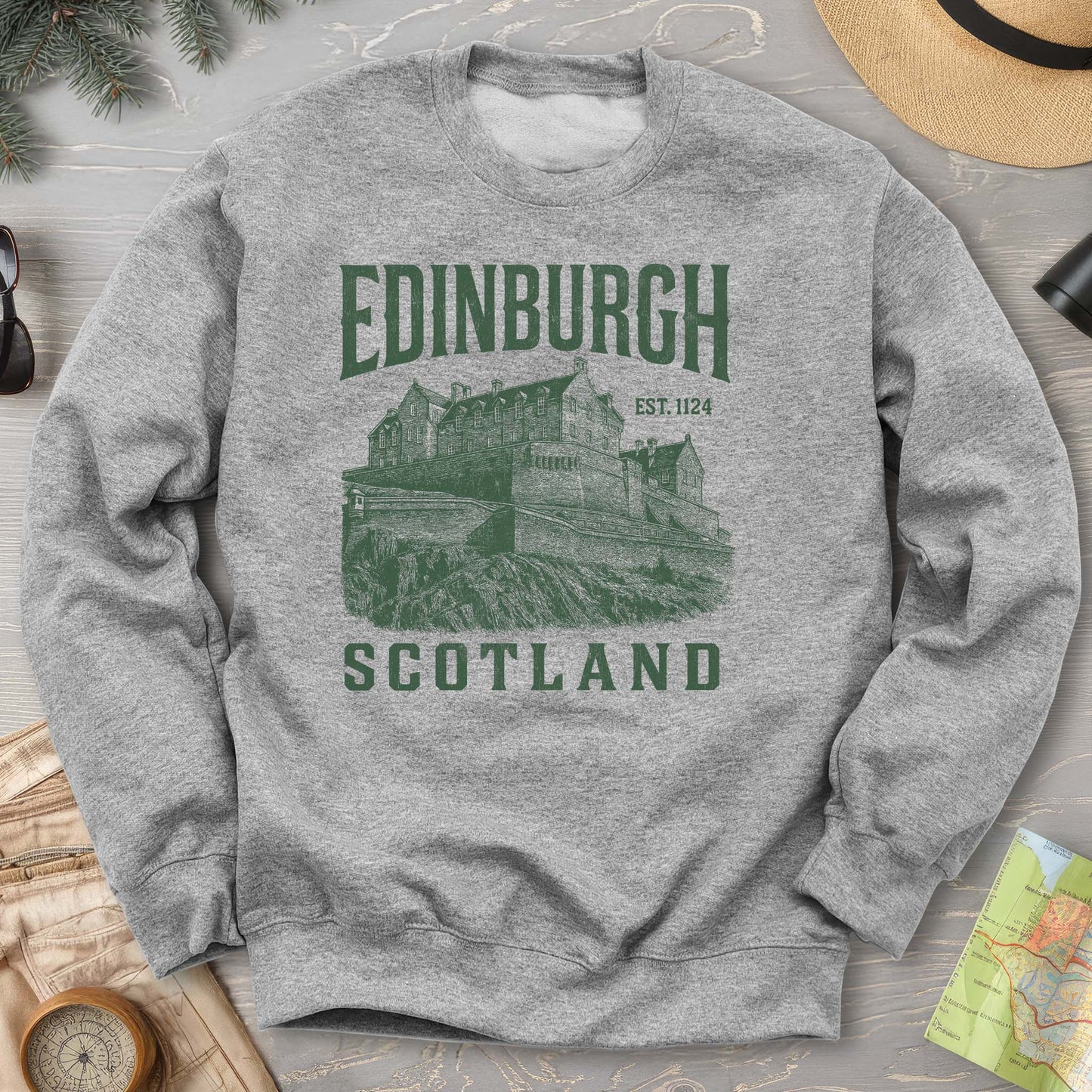 Edinburgh Scotland "Vintage Etching" Sweatshirt