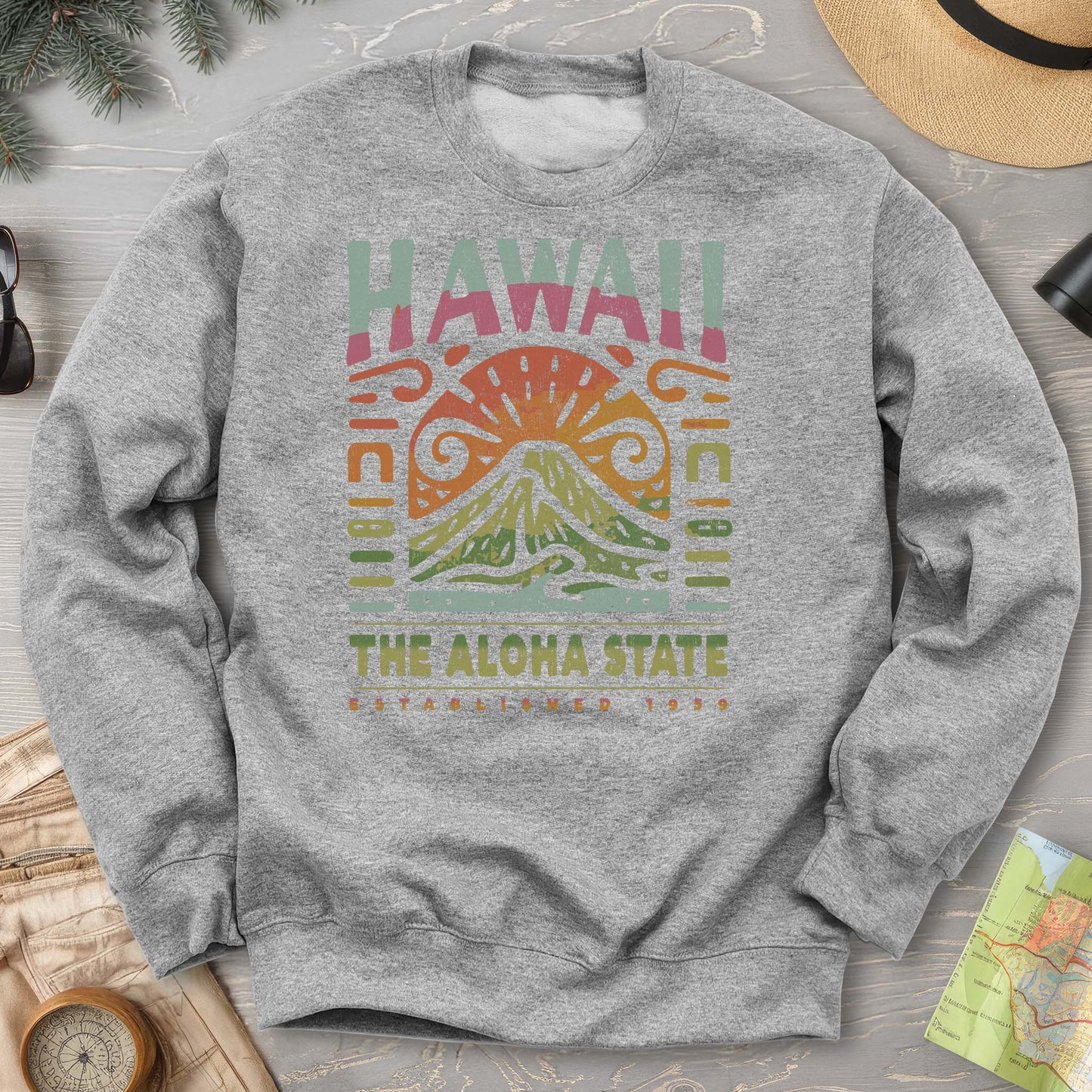 Hawaii The Aloha State "Volcano Tatoo" Sweatshirt