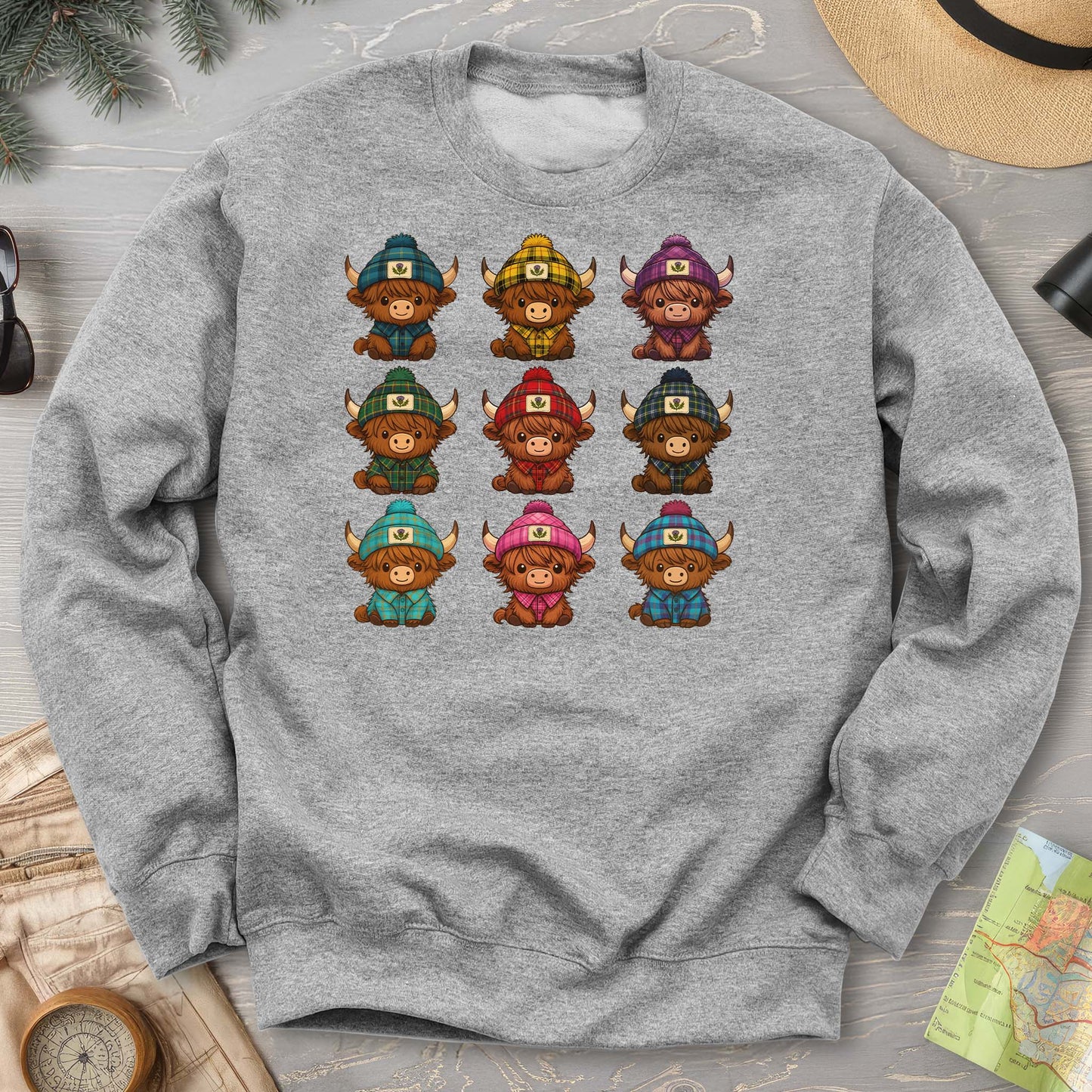 Tartan Highland Cows Sweatshirt