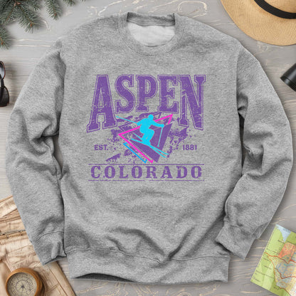 Aspen Colorado Retro 80's Skier Sweatshirt