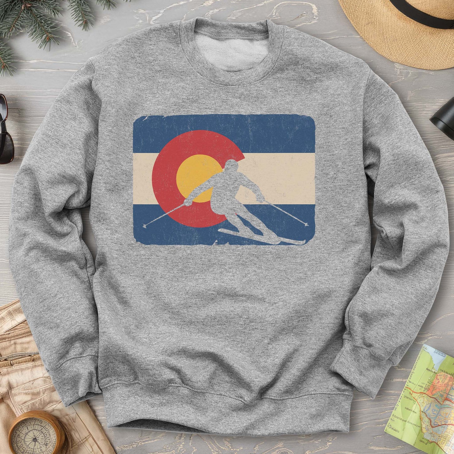 Colorado Flag Skier Sweatshirt