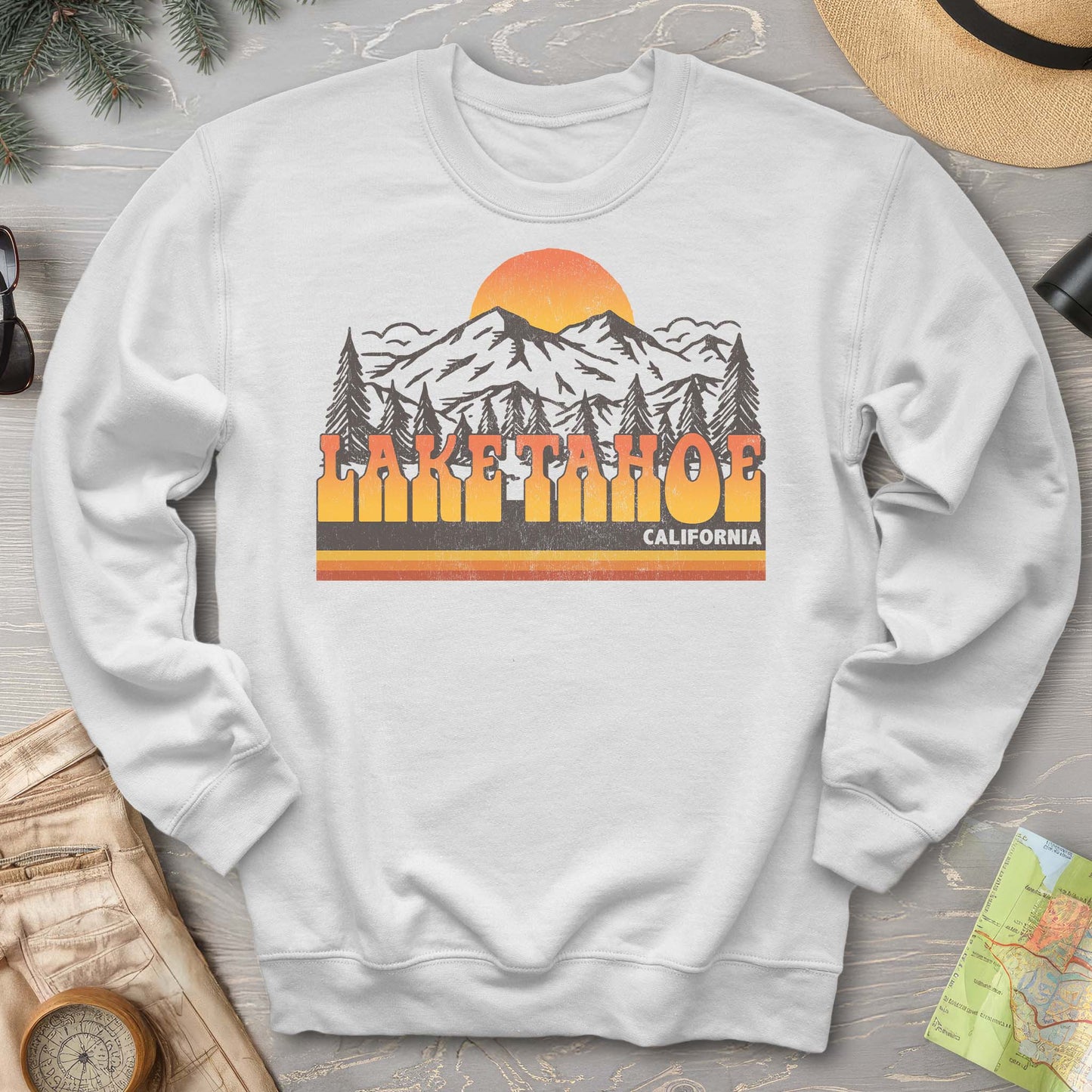 Lake Tahoe California Groovy Sunset Sweatshirt