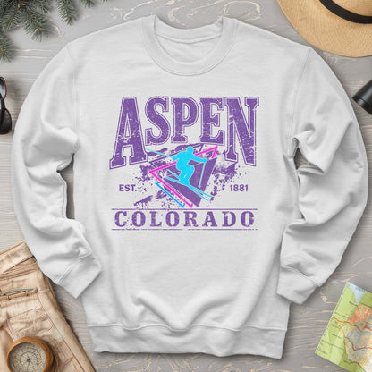 Aspen Colorado Retro 80's Skier Sweatshirt