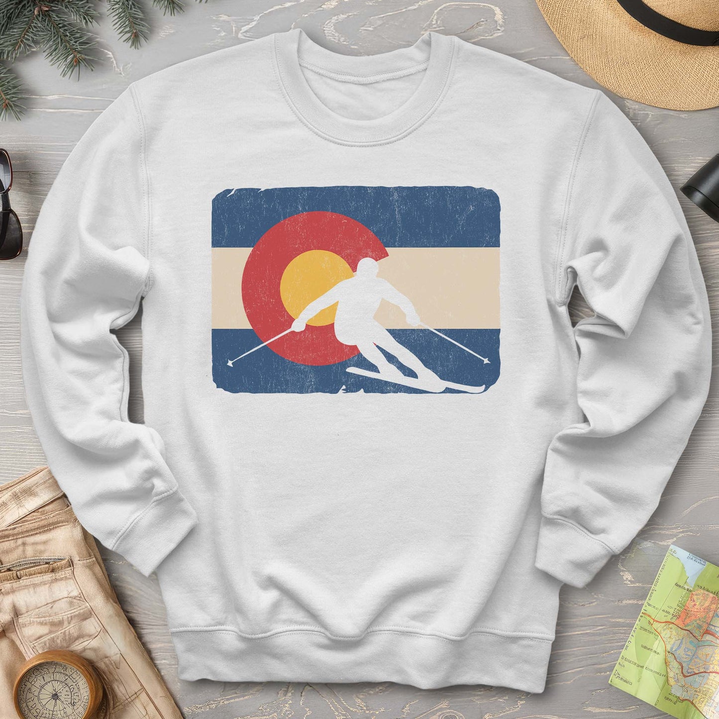 Colorado Flag Skier Sweatshirt