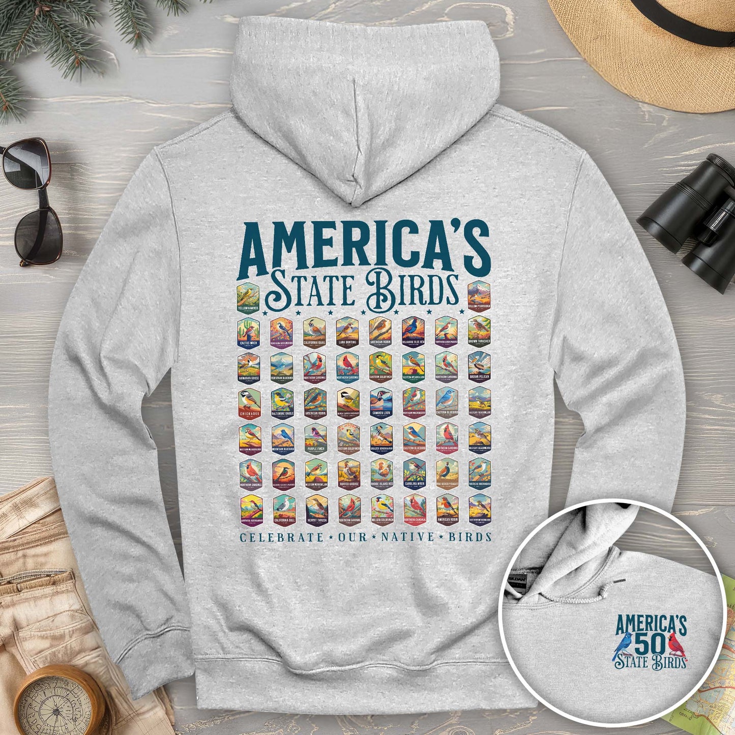 America's State Birds Front/Back Print Hoodie