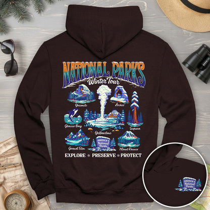 National Parks Winter Tour Front/Back Print Hoodie