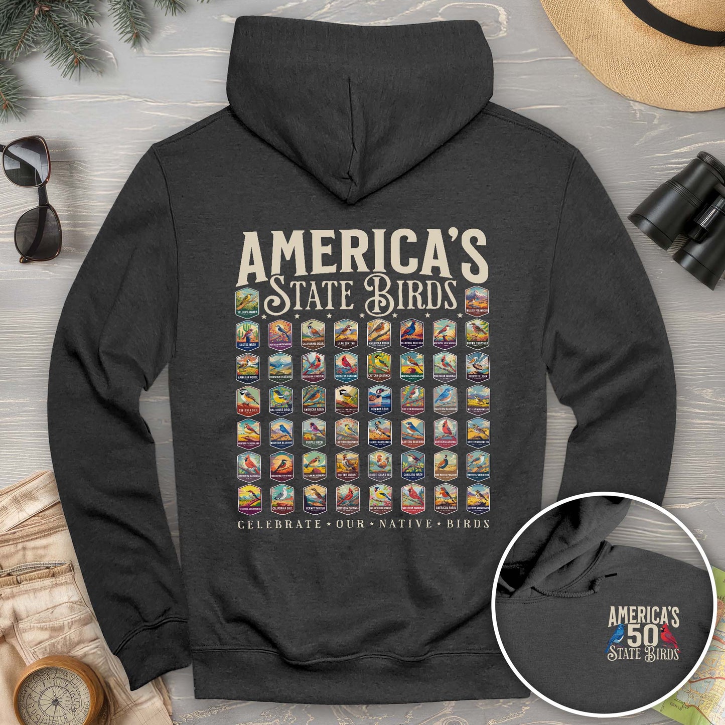 America's State Birds Front/Back Print Hoodie