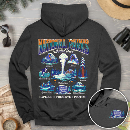 National Parks Winter Tour Front/Back Print Hoodie