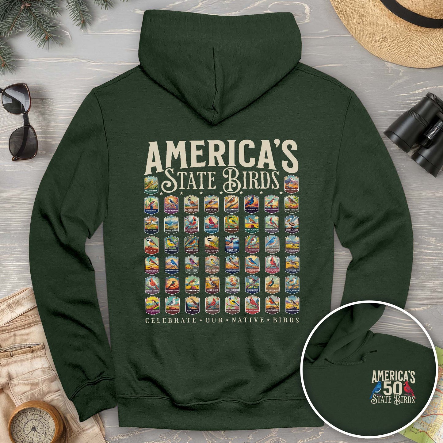 America's State Birds Front/Back Print Hoodie