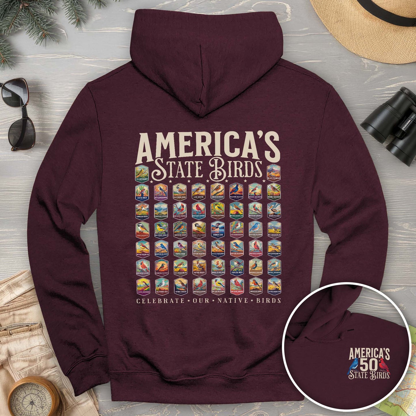 America's State Birds Front/Back Print Hoodie