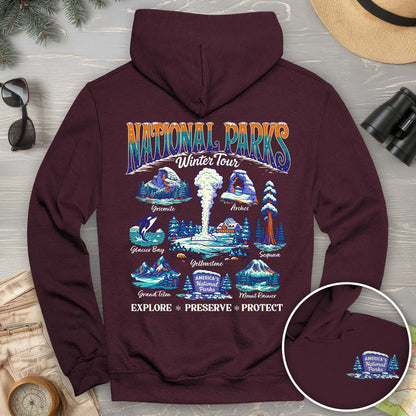 National Parks Winter Tour Front/Back Print Hoodie