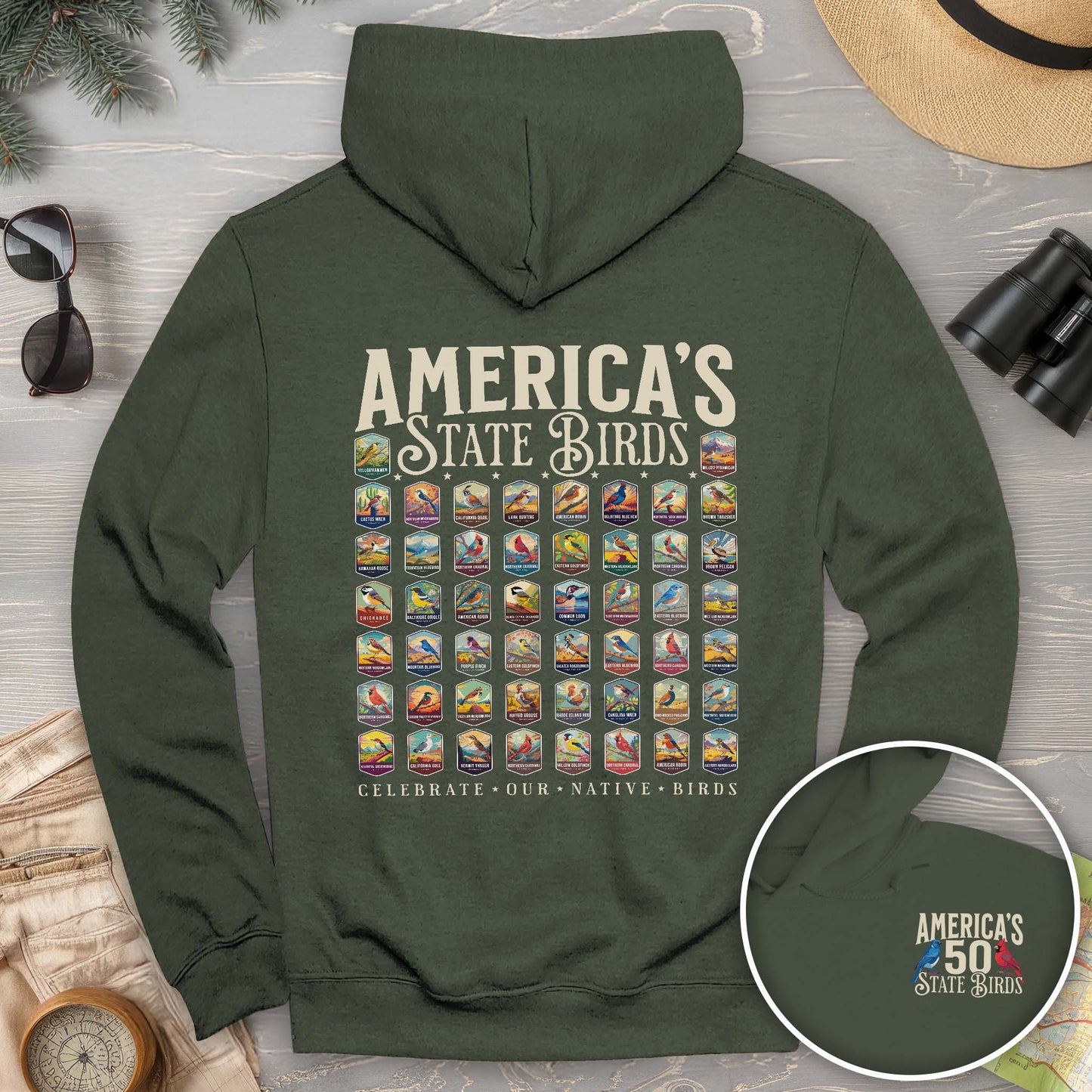 America's State Birds Front/Back Print Hoodie
