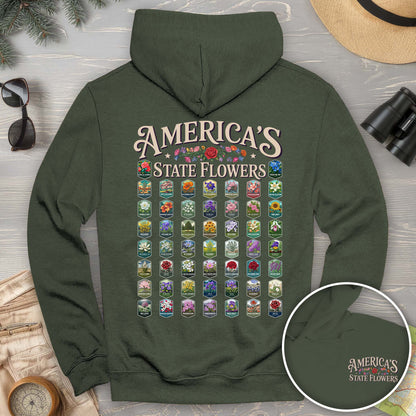 America's State Flowers Front/Back Print Hoodie