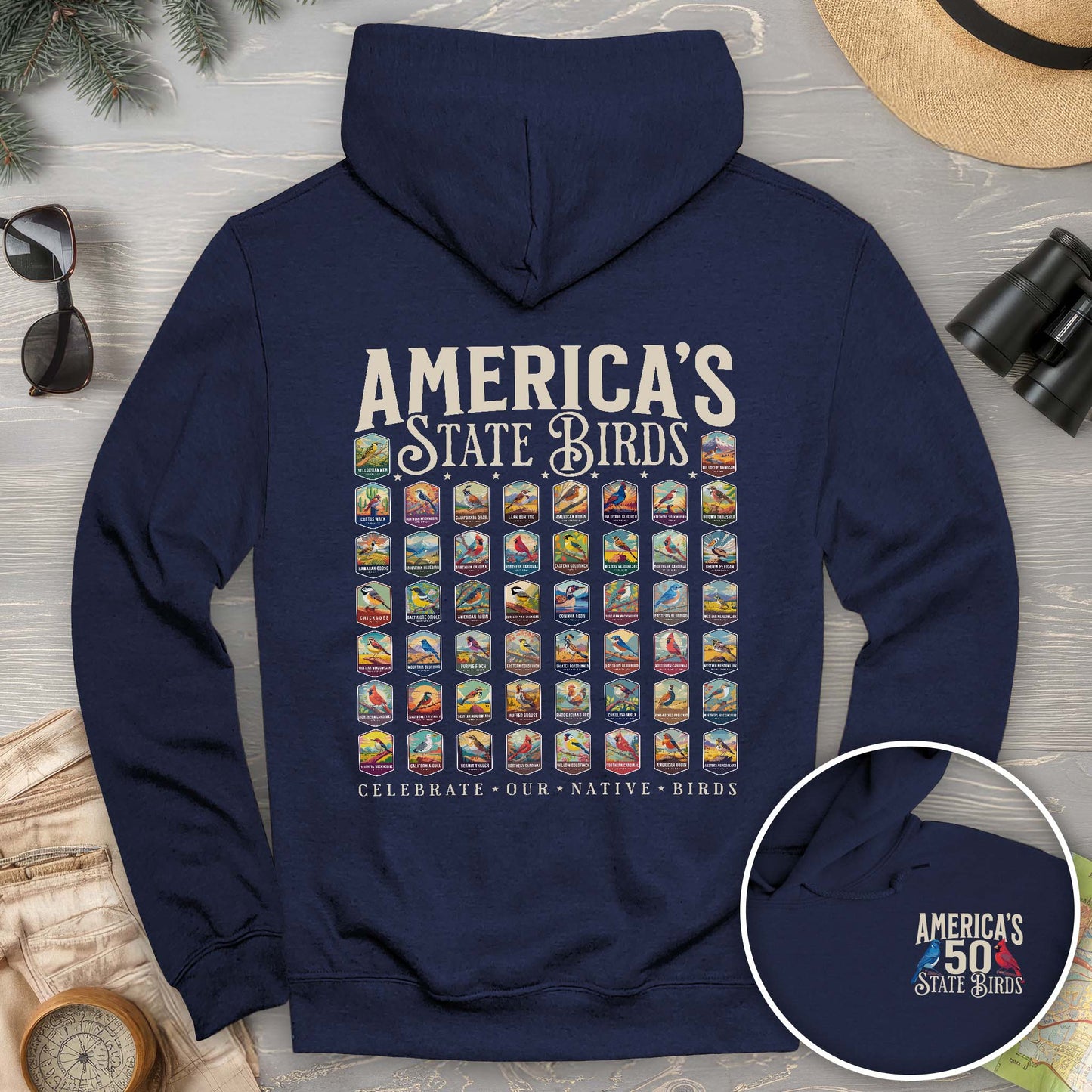 America's State Birds Front/Back Print Hoodie