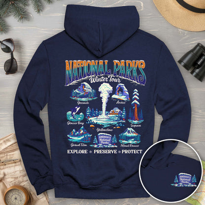 National Parks Winter Tour Front/Back Print Hoodie