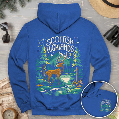Scottish Highlands "Midnight Stag" Front/Back Print Hoodie