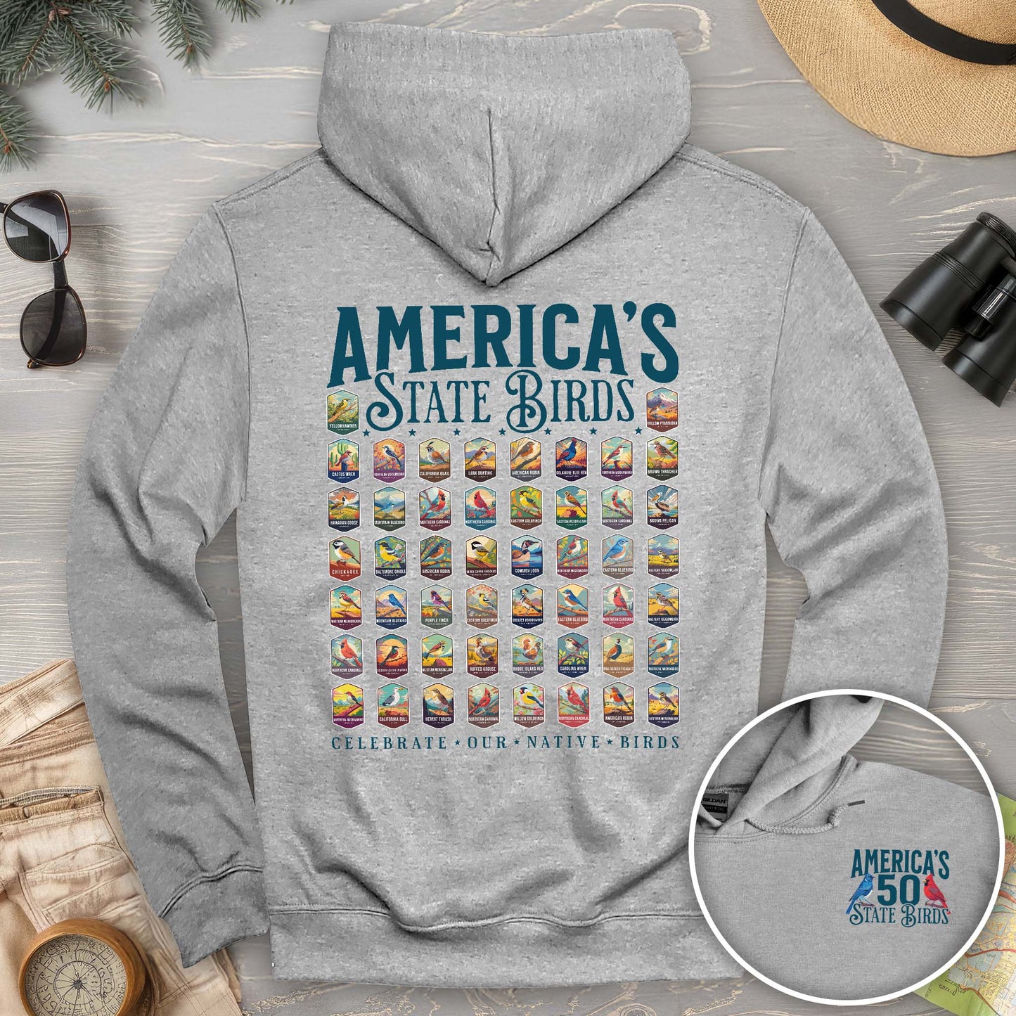 America's State Birds Front/Back Print Hoodie