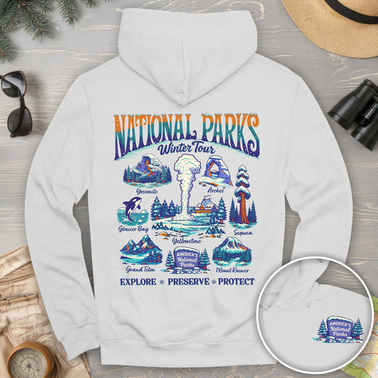 National Parks Winter Tour Front/Back Print Hoodie