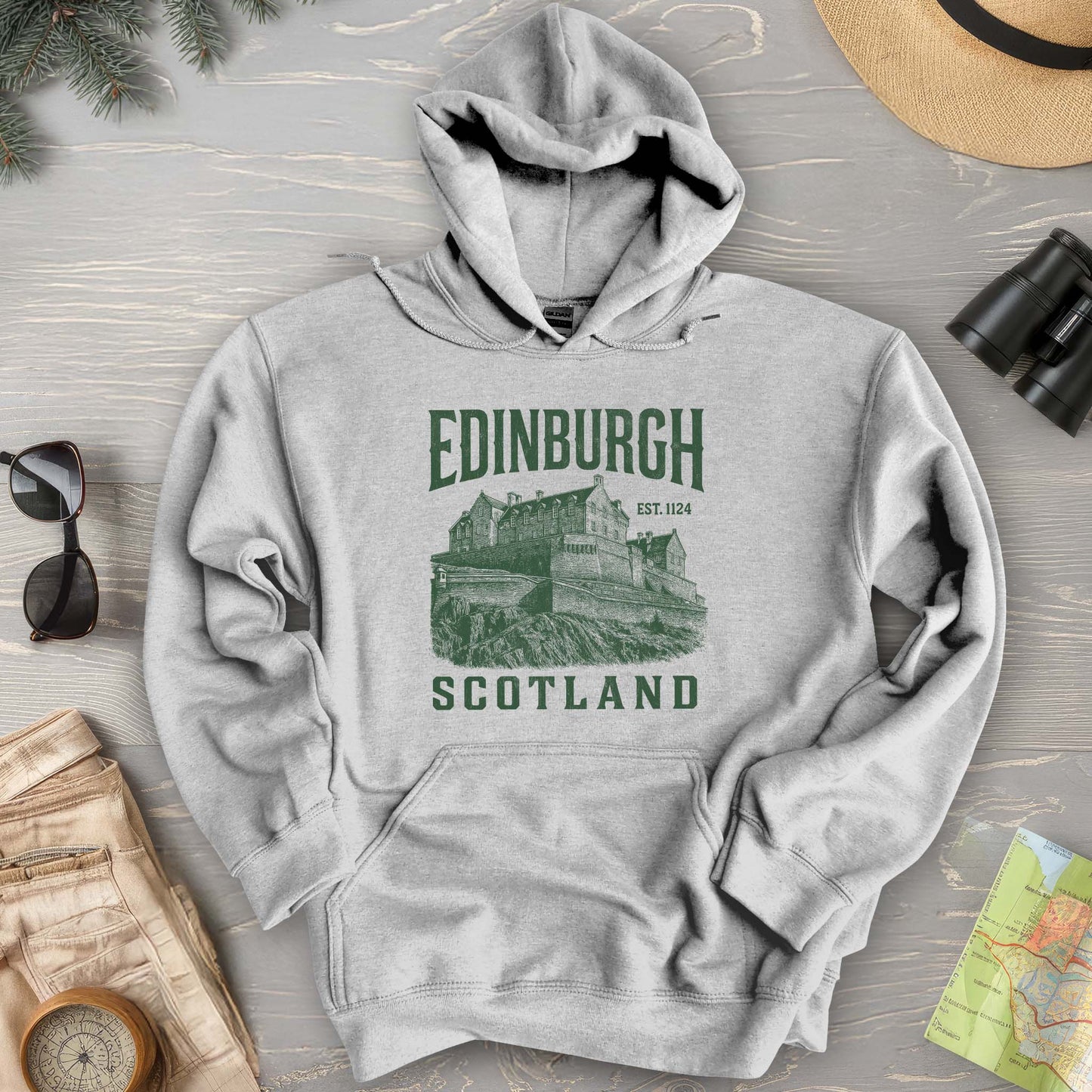 Edinburgh Scotland "Vintage Etching" Hoodie