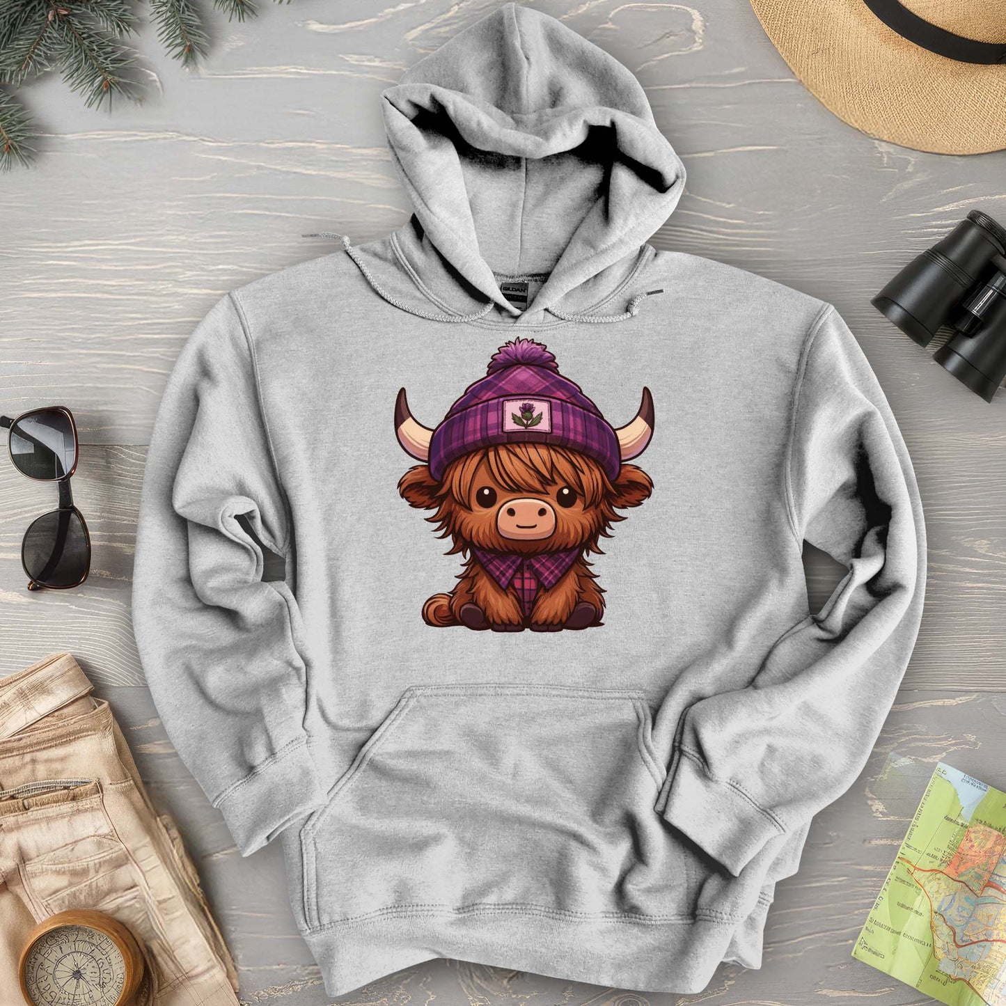 Tartan Highland Cow Hoodie