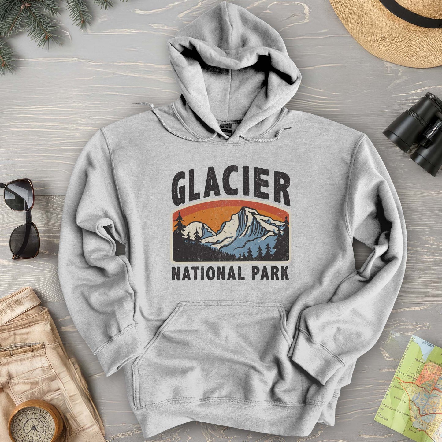 Glacier National Park "Vintage Mountain" Hoodie