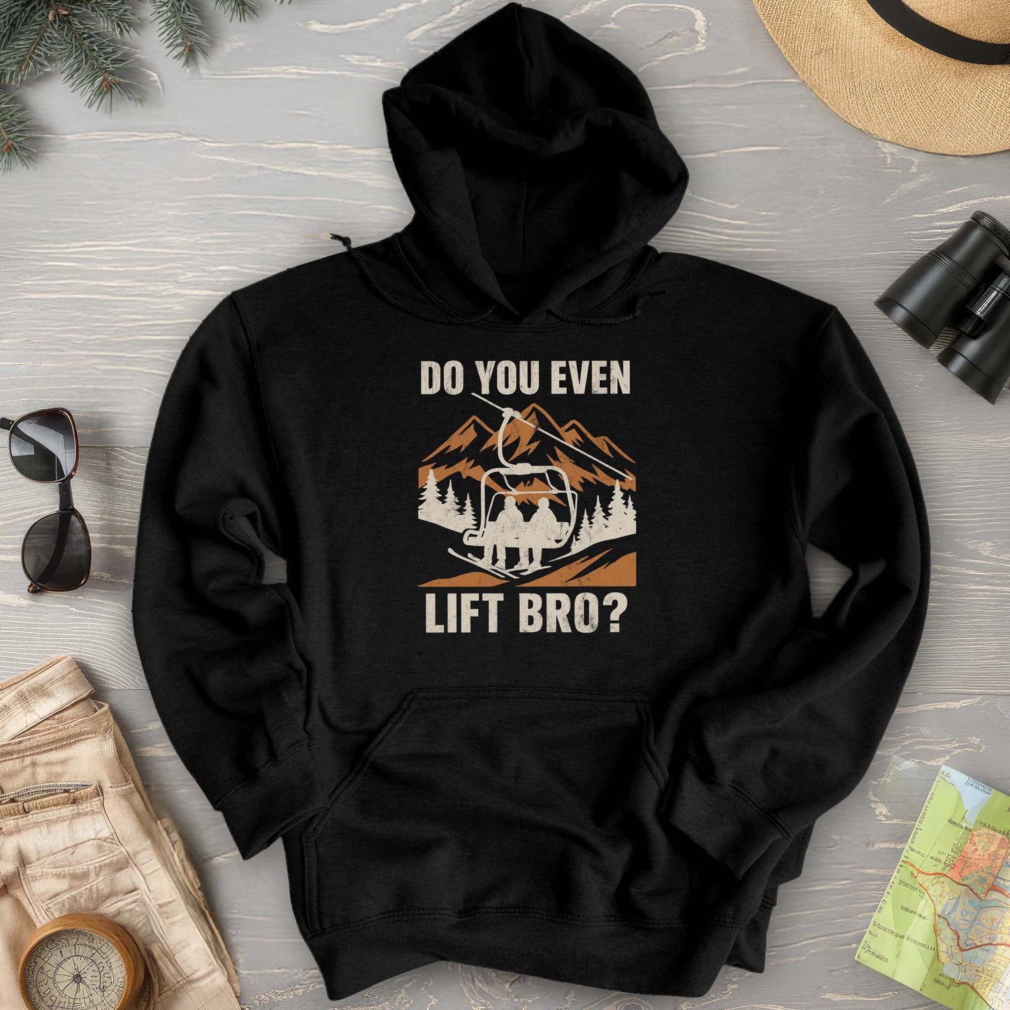 Funny "Do You Even Lift Bro" Ski Lift Hoodie