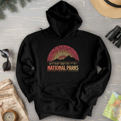 National Parks Word Art "Vintage Sunset" Hoodie