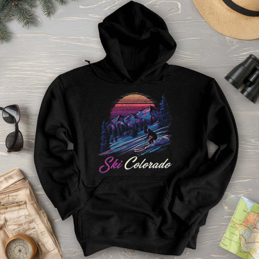 Ski Colorado Retro Sunset Hoodie
