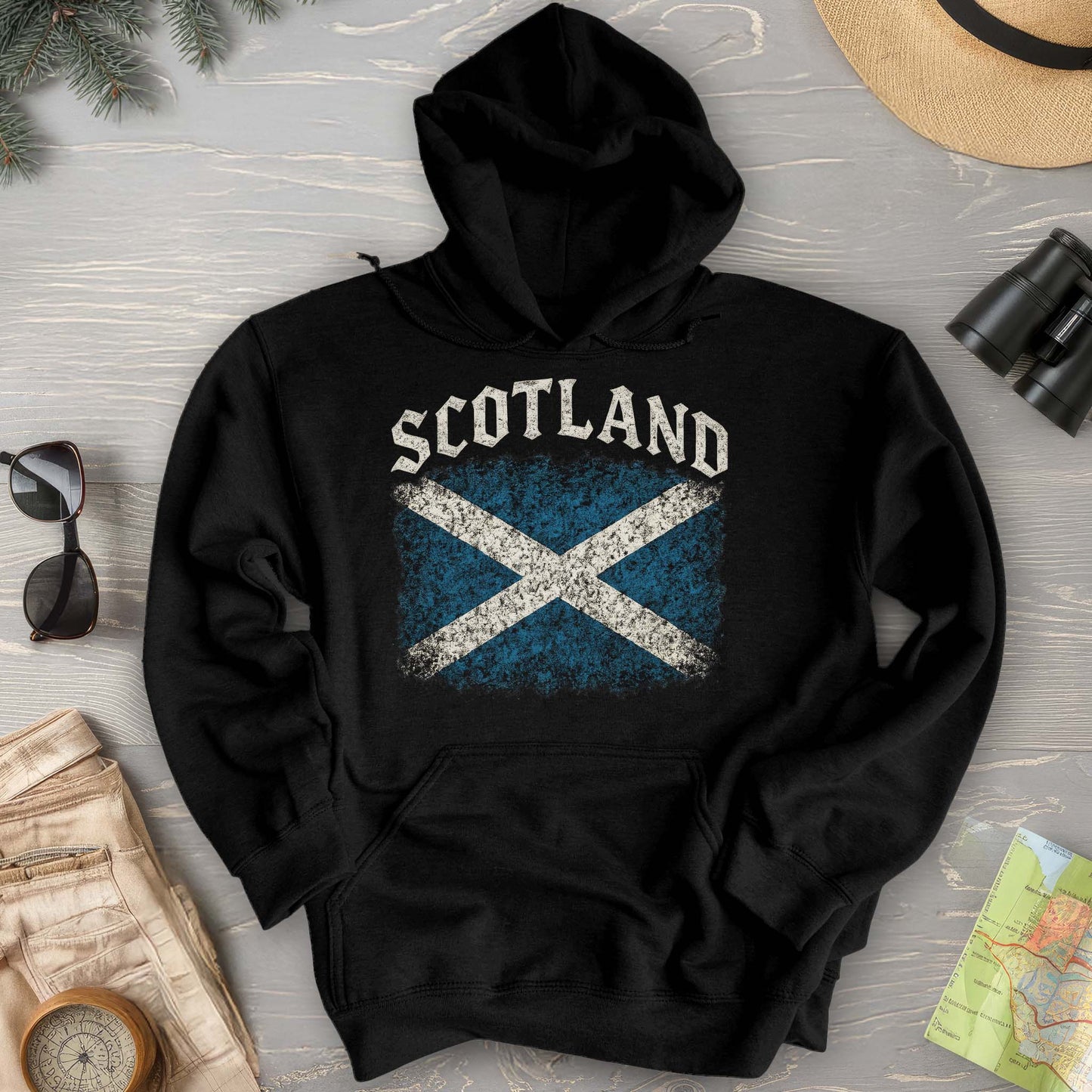 Scotland Distressed Vintage Flag Hoodie