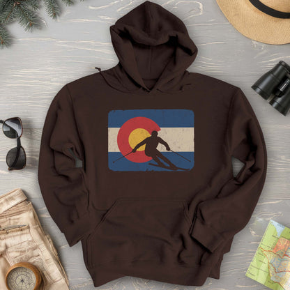 Colorado Flag Skier Hoodie