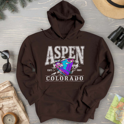 Aspen Colorado Retro 80's Skier Hoodie