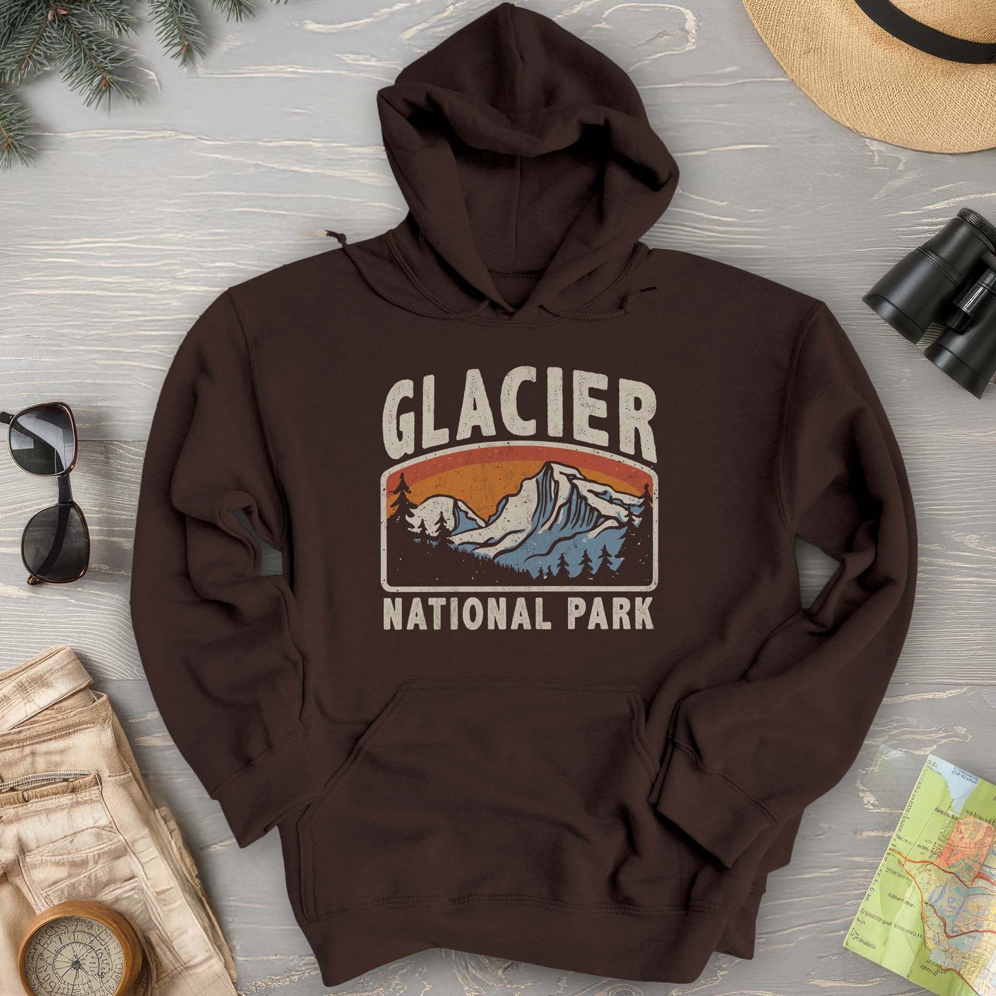 Glacier National Park "Vintage Mountain" Hoodie