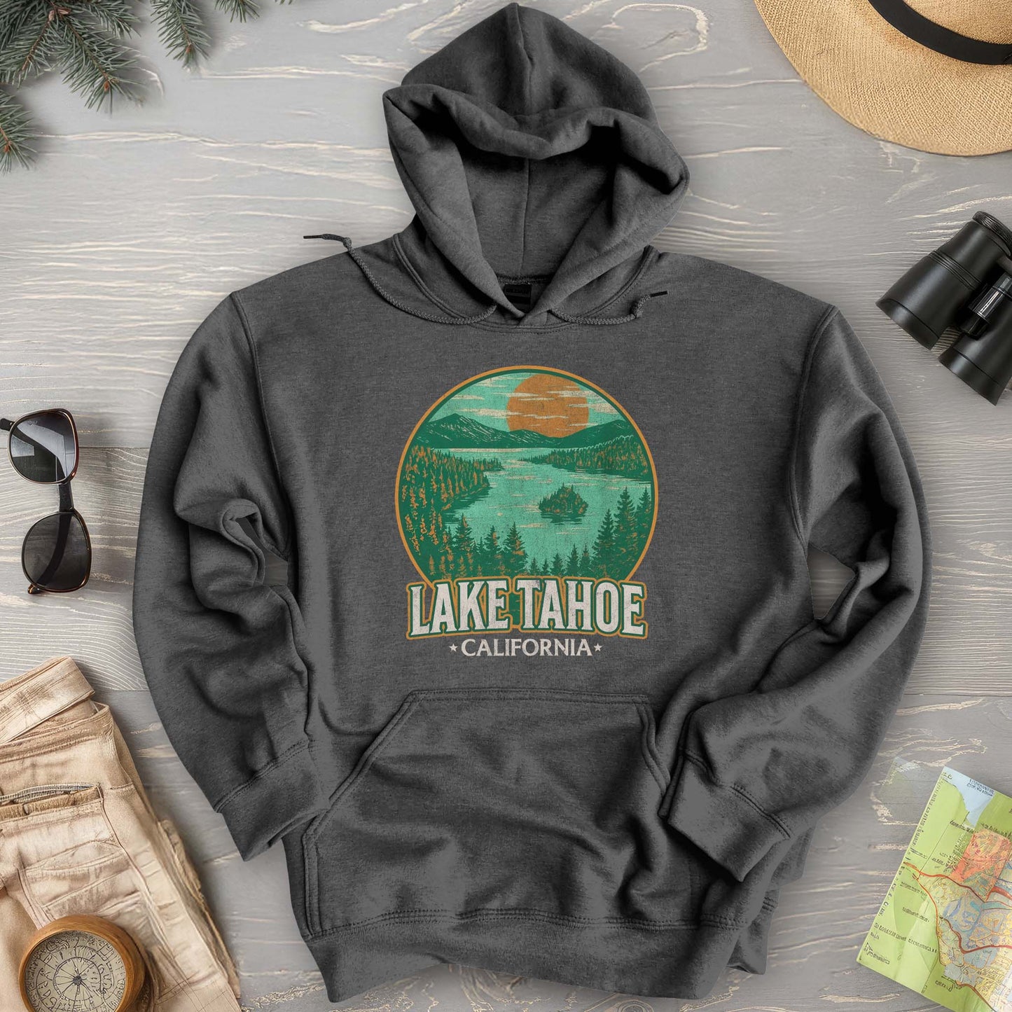 Lake Tahoe Retro Emerald Bay Hoodie