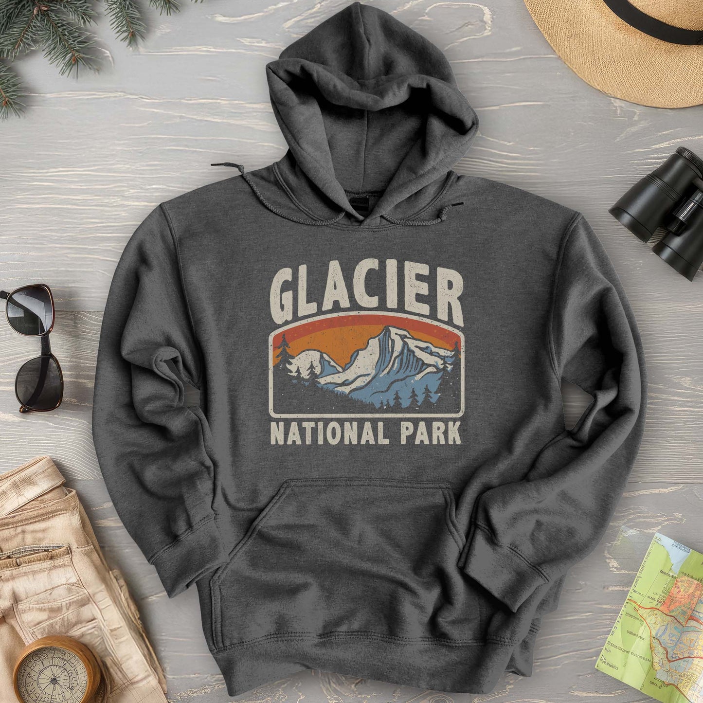 Glacier National Park "Vintage Mountain" Hoodie