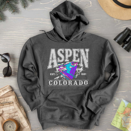 Aspen Colorado Retro 80's Skier Hoodie