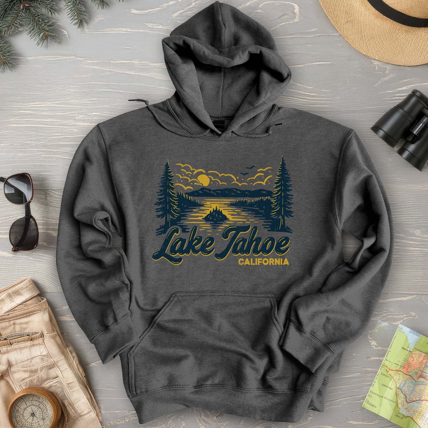 Lake Tahoe Emerald Bay Sketch Hoodie