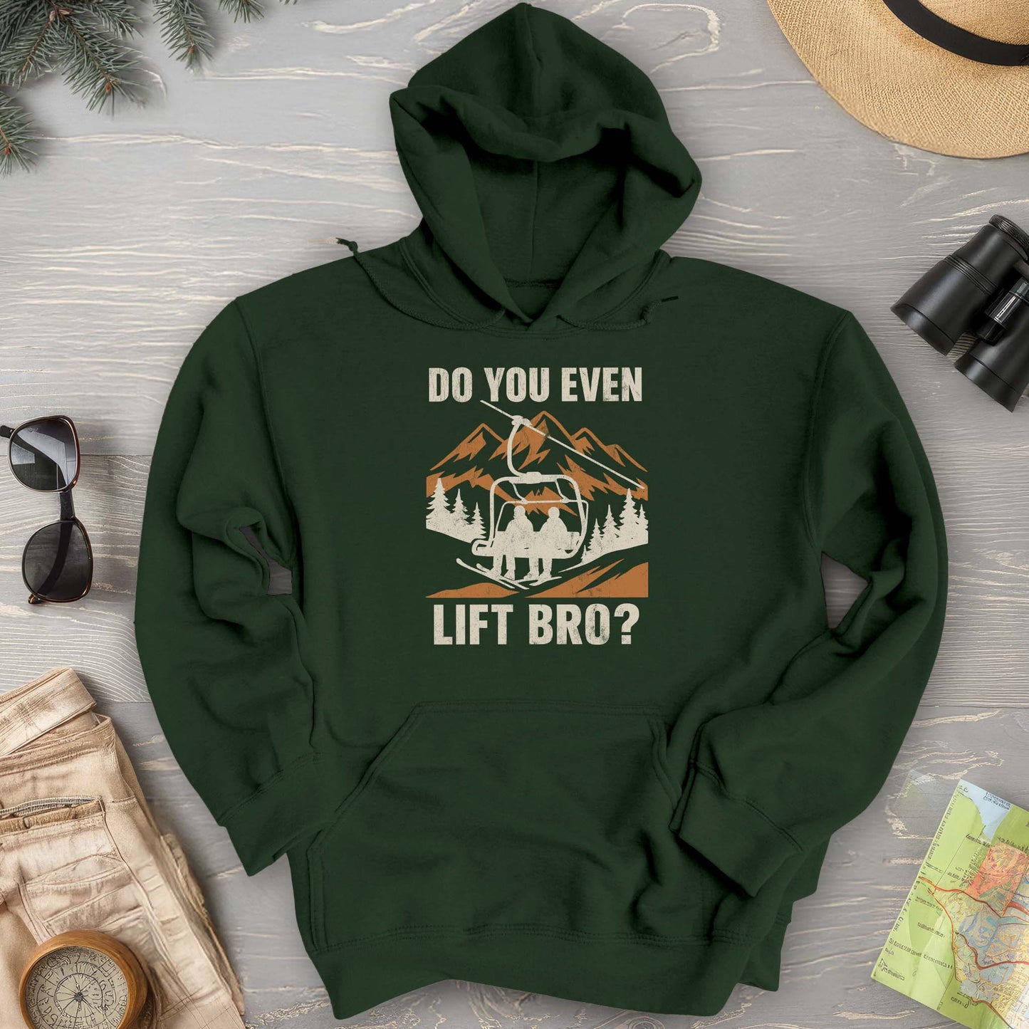 Funny "Do You Even Lift Bro" Ski Lift Hoodie