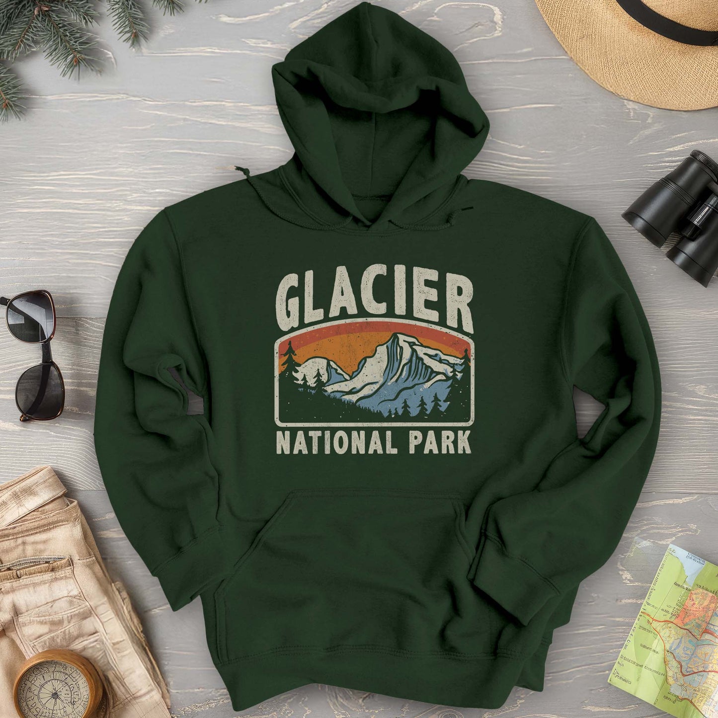 Glacier National Park "Vintage Mountain" Hoodie