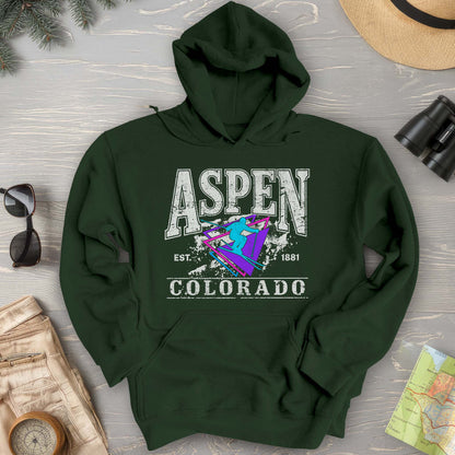Aspen Colorado Retro 80's Skier Hoodie