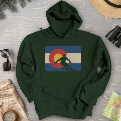 Colorado Flag Skier Hoodie