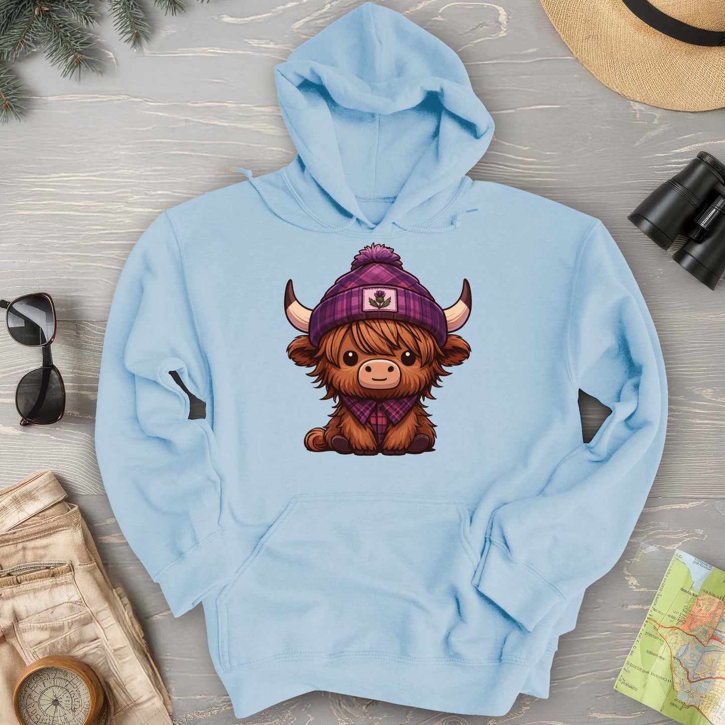 Tartan Highland Cow Hoodie