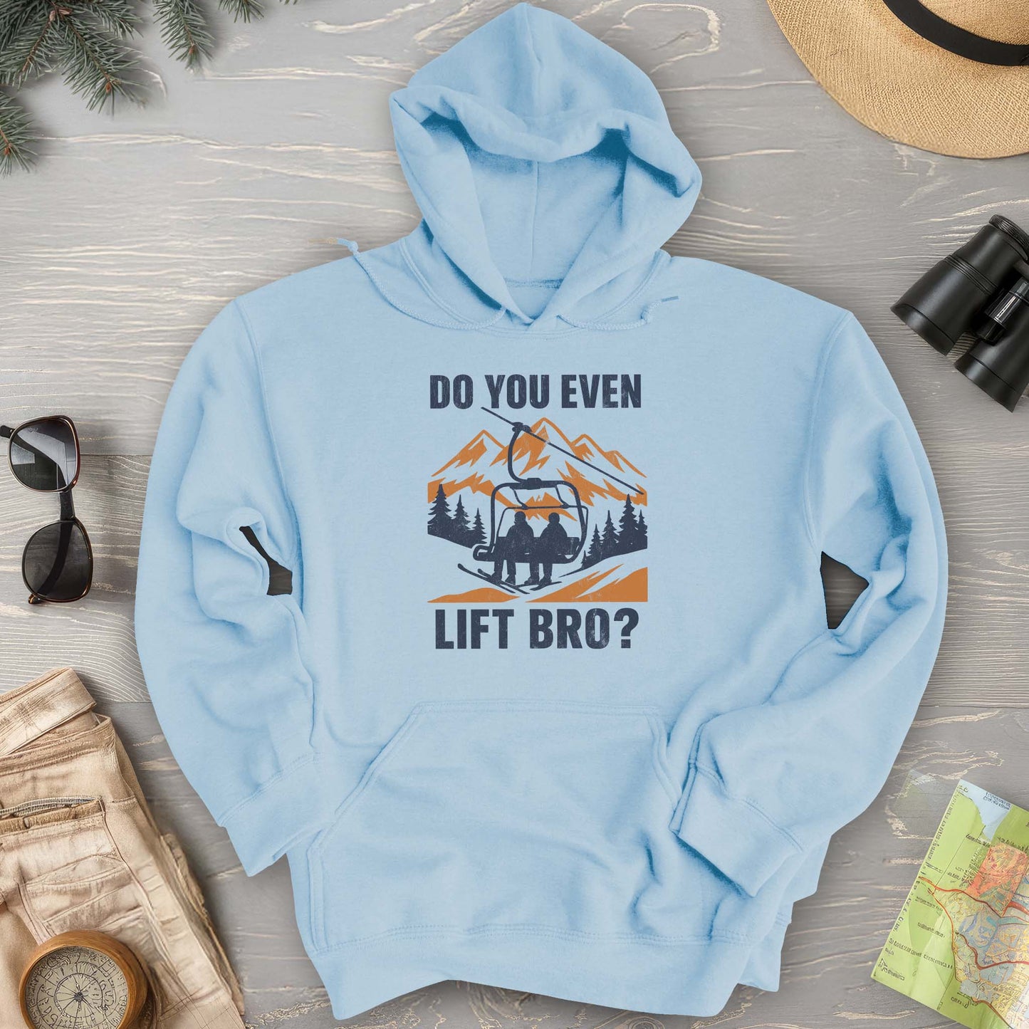 Funny "Do You Even Lift Bro" Ski Lift Hoodie