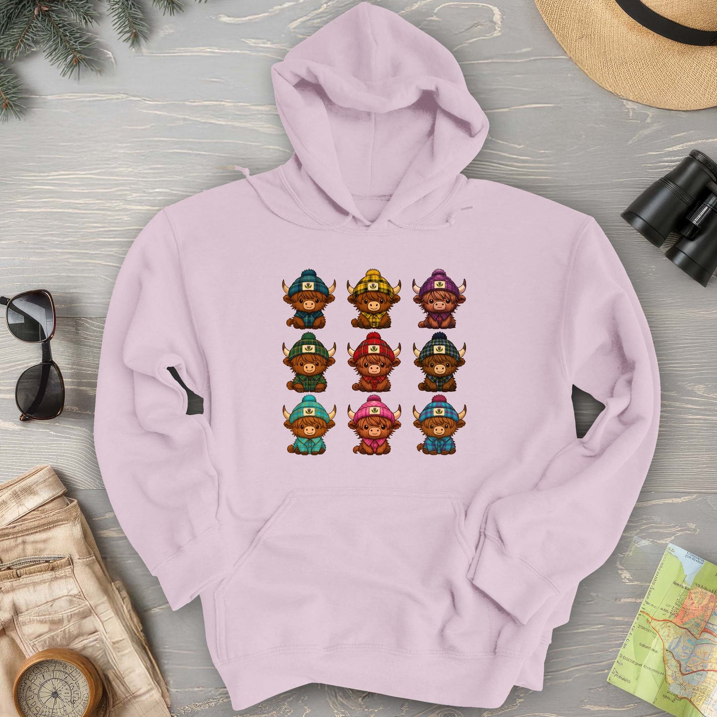 Tartan Highland Cows Hoodie