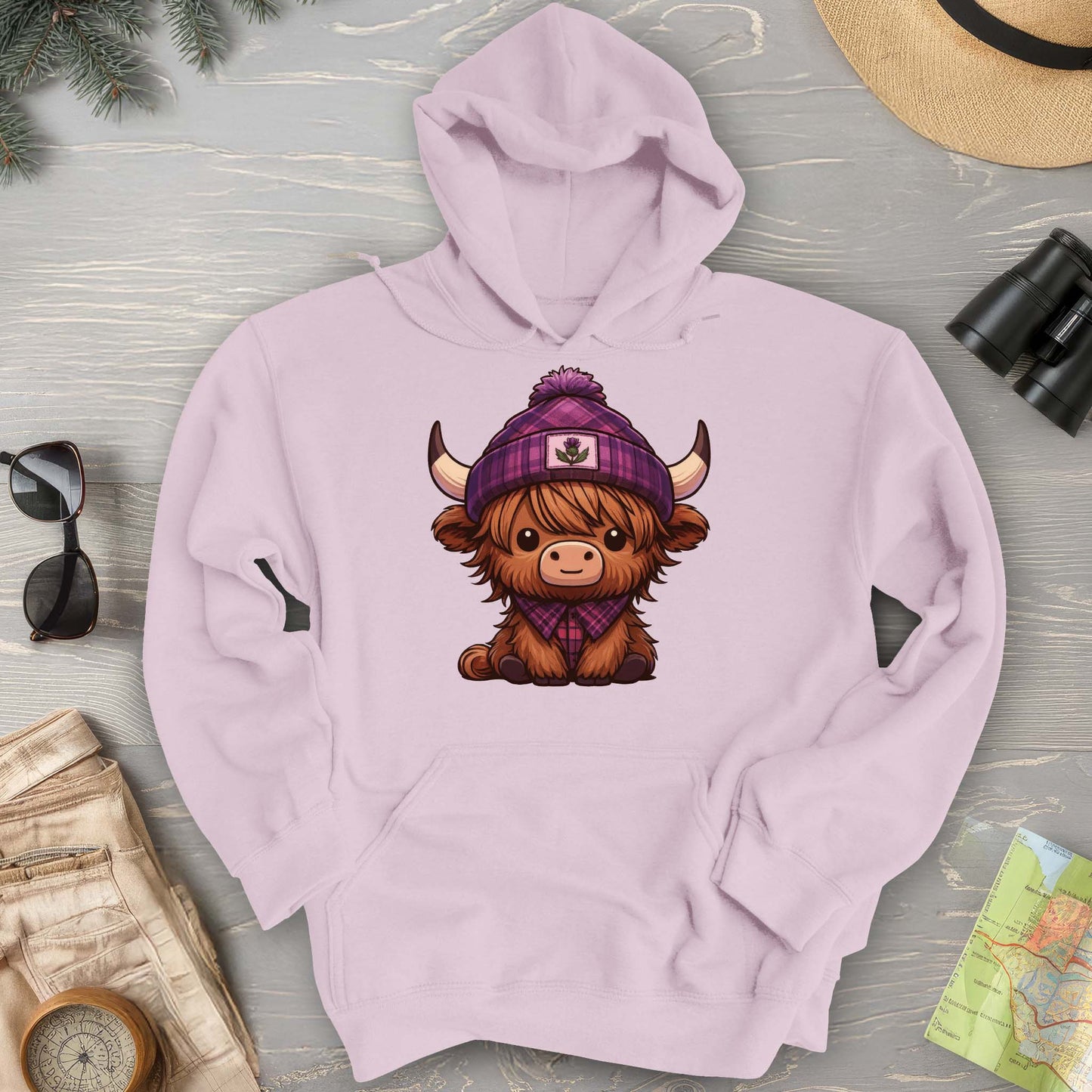 Tartan Highland Cow Hoodie