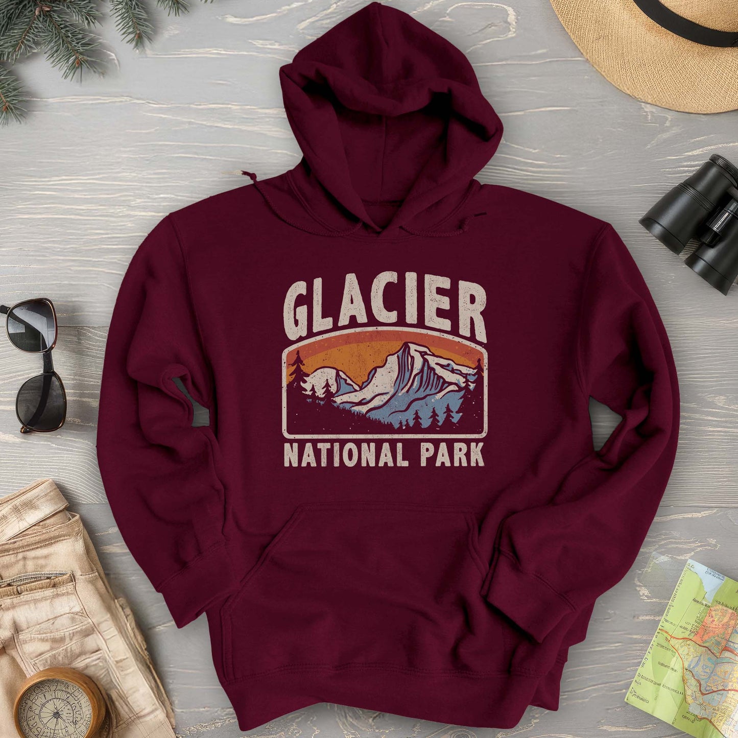Glacier National Park "Vintage Mountain" Hoodie