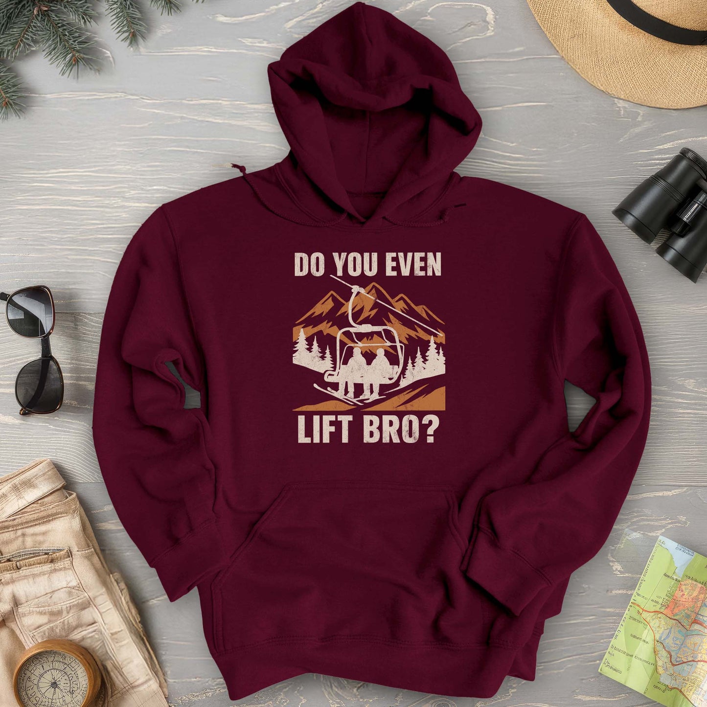 Funny "Do You Even Lift Bro" Ski Lift Hoodie